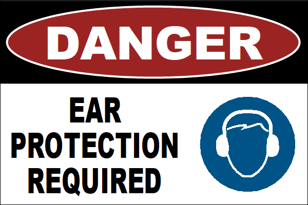 Ear Protection Required Sign 6 x 4 - Version 1