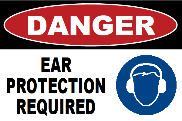 Ear Protection Required Sign 6 x 4 - Version 2